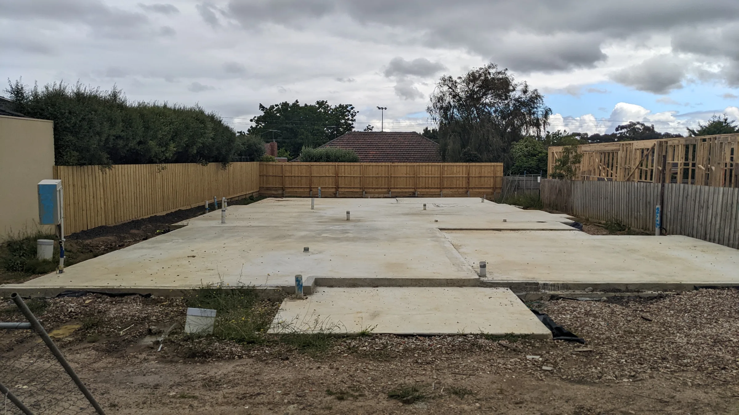 Example of a stiffened raft slab foundation for a house