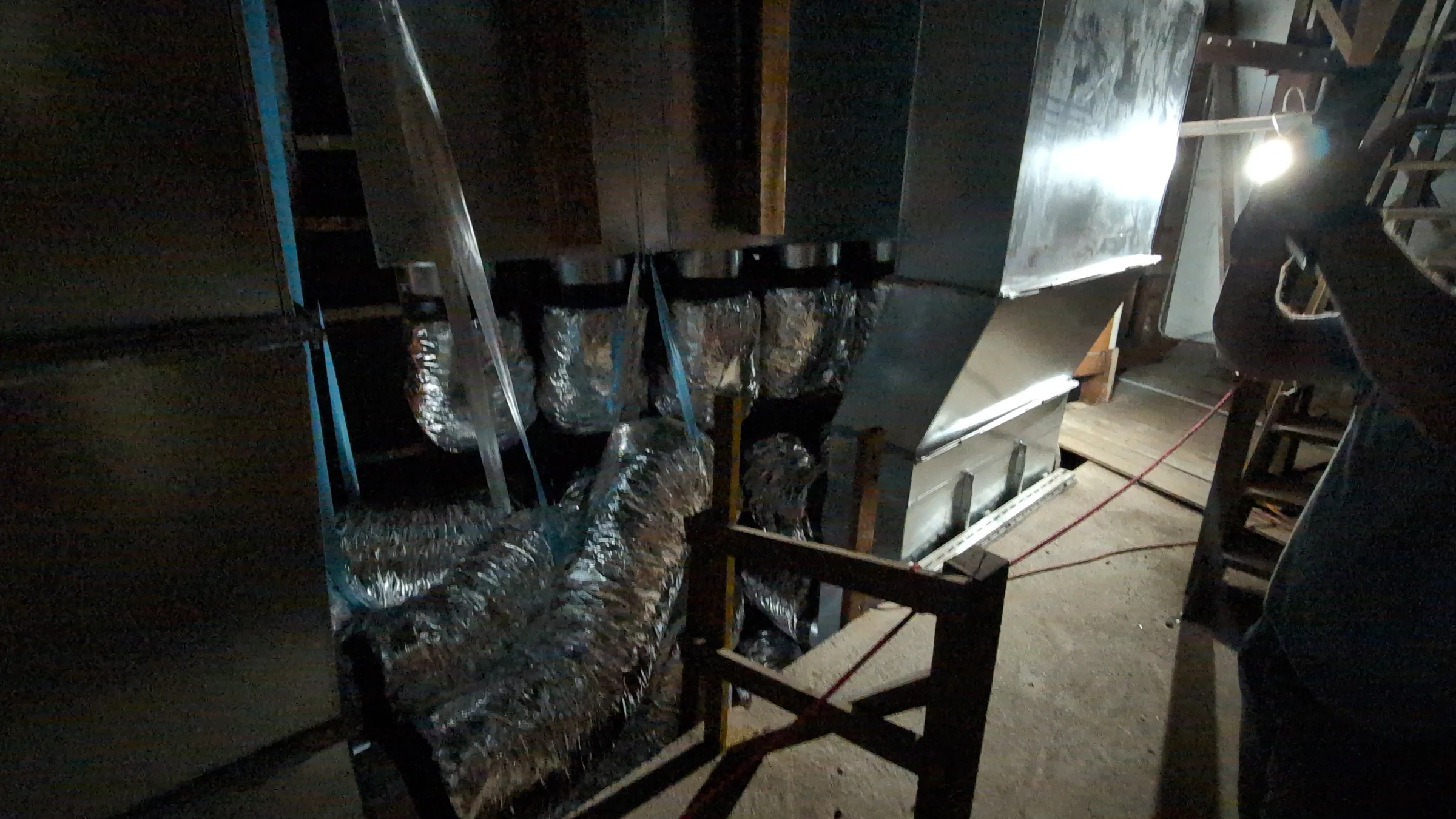 Vertical duct runs within back of house area