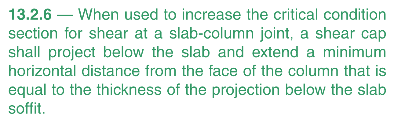 Extract from the US Concrete code ACI 318-08 providing guidance on dimensioning a shear cap