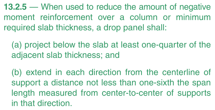 Extract from the US Concrete code ACI 318-08 providing guidance on dimensioning a shear cap