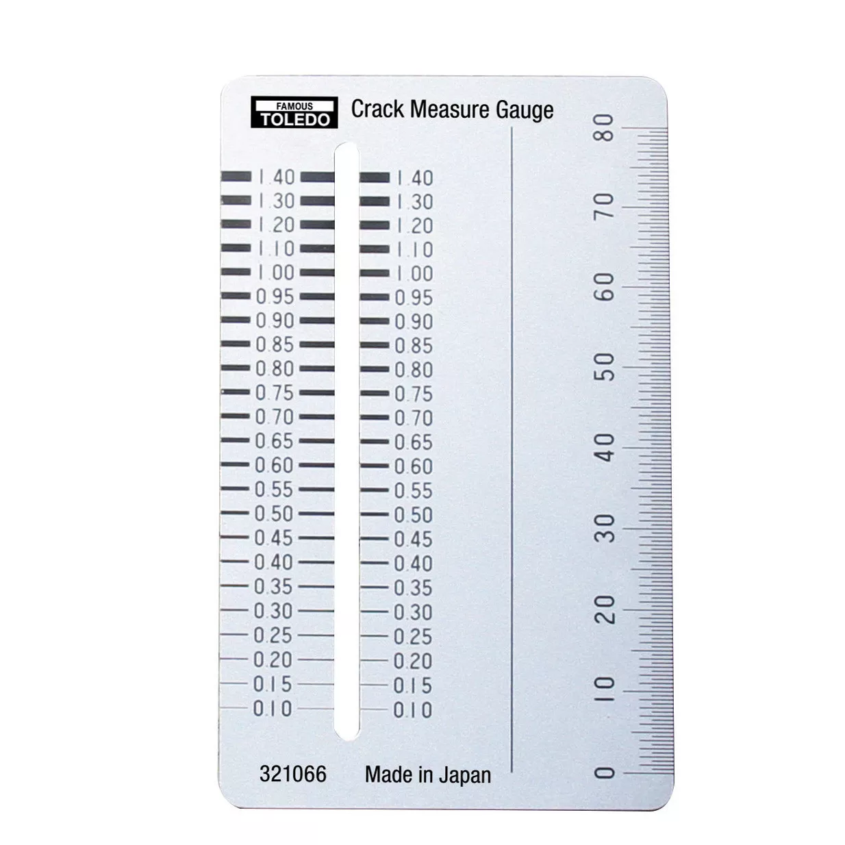 A crack width measuring gauge helps to determine if your crack widths are acceptable or not.