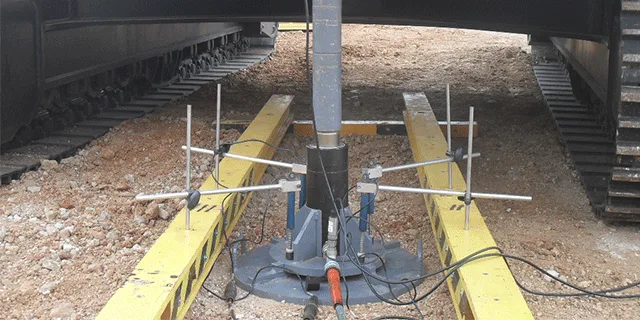 Image of a plate load test set-up. This is a field test performed on soil to determine its bearing capacity as well as soil stiffness. (Source: CMR Technical Services)