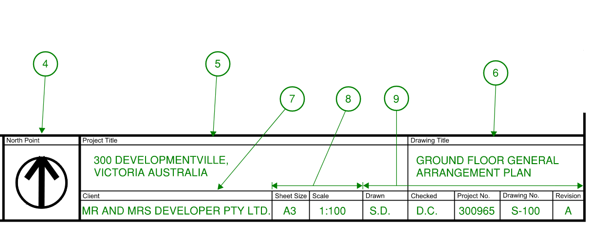 Example portion of a drawing title block