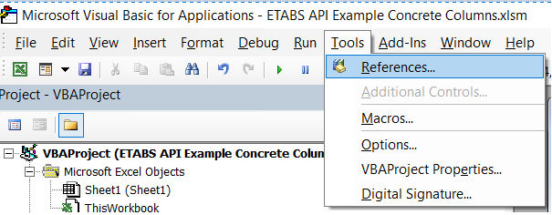 How to reference the ETABS API Code Library