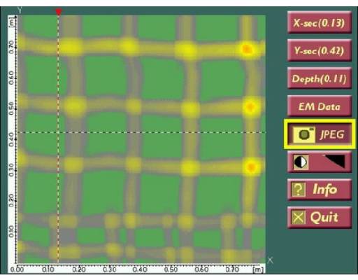 Image of ground penetrating radar scan result for a conventionally reinforced concrete slab