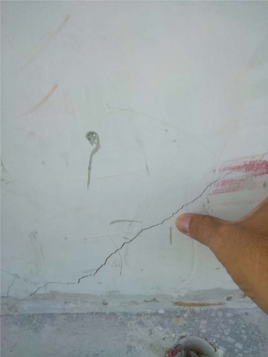 PHOTO 2 – Evidence of cracking at the FIU Pedestrian bridge after shoring was removed (refer later for location identified on elevation)