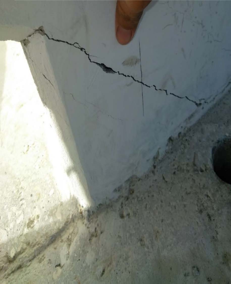 PHOTO 3 – Evidence of cracking at the FIU Pedestrian bridge after shoring was removed (refer later for location identified on elevation)
