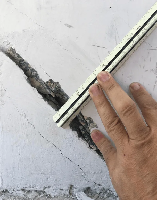 Close up Elevation view of diagonal member 11 showing crack where the member meets the truss bottom deck of the FIU bridge.