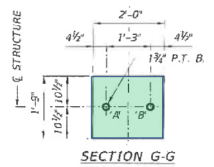 Cross section view of diagonal member with dimensions indicated (taken from structural documentation of the FIU Bridge)