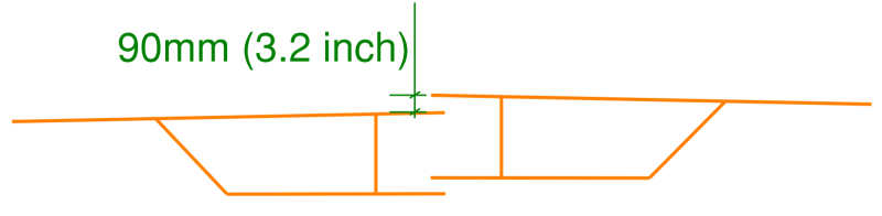 Stick diagram showing out-of-tolerance arrangement for span 14-15 on the West Gate Bridge after both box girder halves were positioned side-by-side.