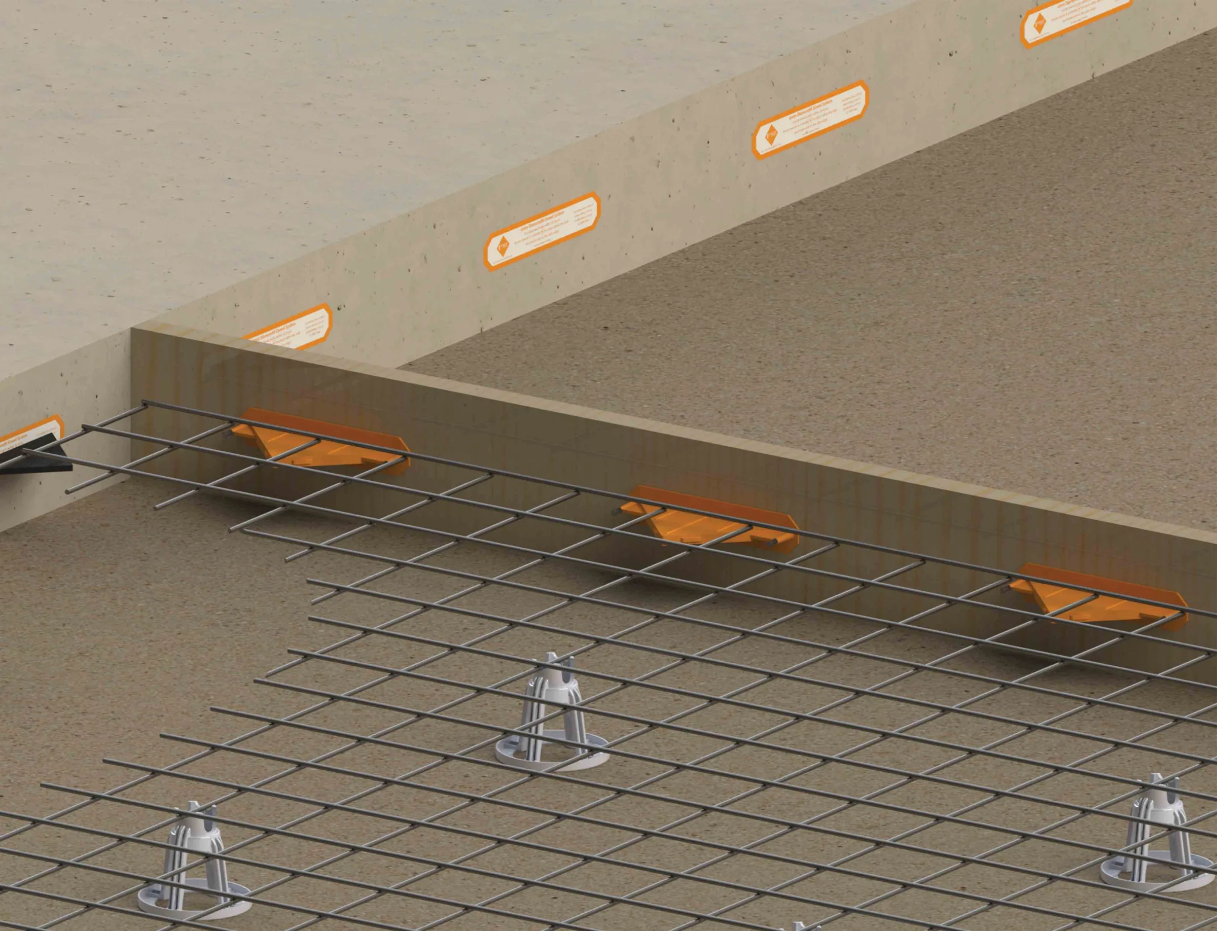 Isometric view showing the Danley diamond dowel installed on a stop end where a construction joint is to be formed. Source: Danley
