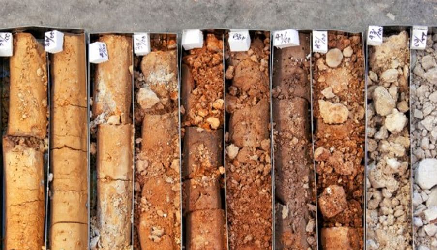 Different types of pile testing can allow for less soil sampling to be taken as part of the geotechnical site survey. A geotechnical investigation involves the sampling of soil for the site as indicated in this image.