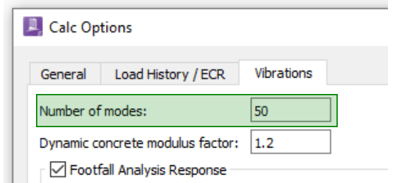 Specification for number of modes in vibration analysis of slabs using RAM Concept