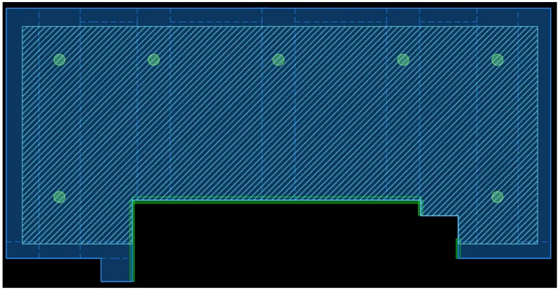 Example slab for Vibration analysis in RAM Concept. Hatched area represents the excitation zone.