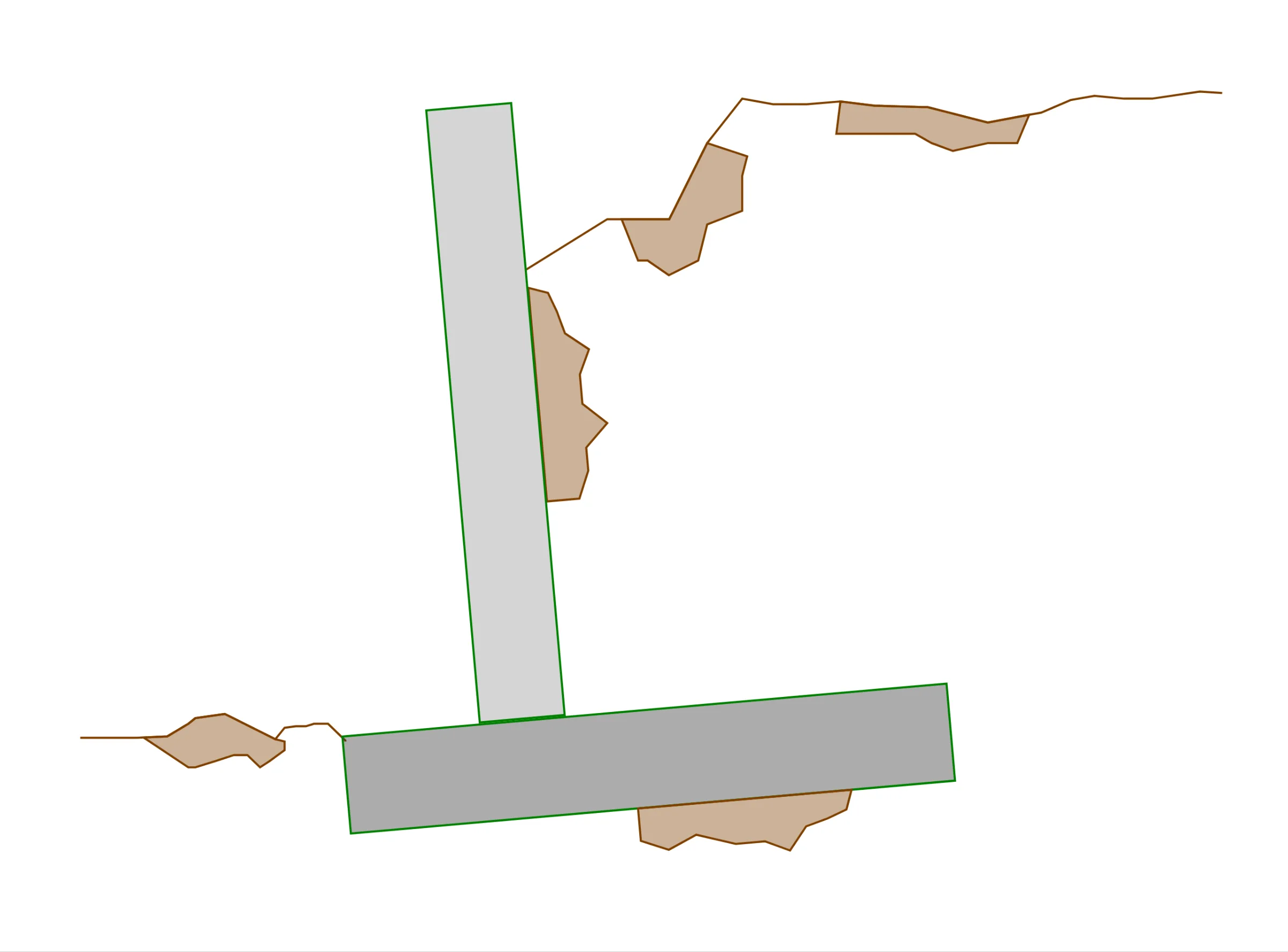 Cross section of an L-Wall indicating rotation of the wall, this is a common way that this retaining wall can fail.