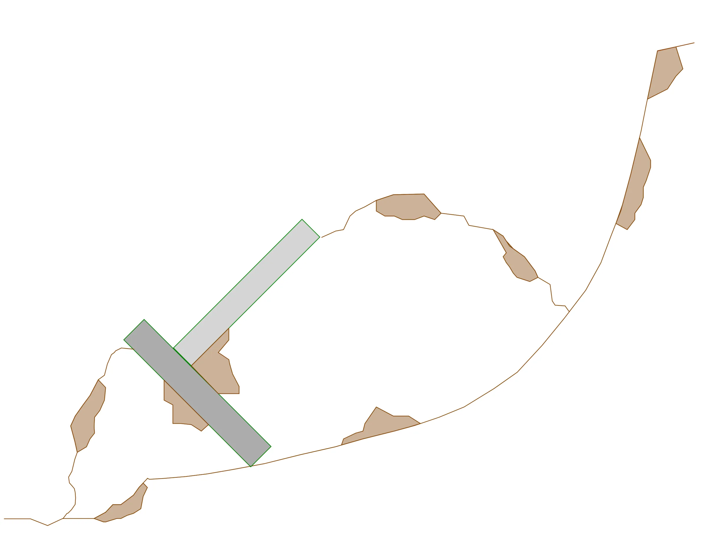 Cross section view showing the after effects of global stability (slope) failure of a retaining wall