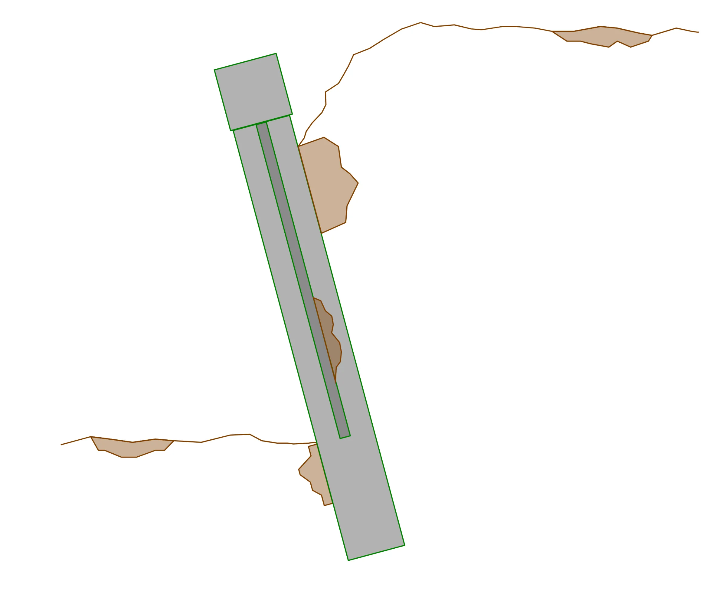 Image showing rotation failure of a solider pile retaining wall. Rotation failure is a common reason why solider pile retaining walls fail.