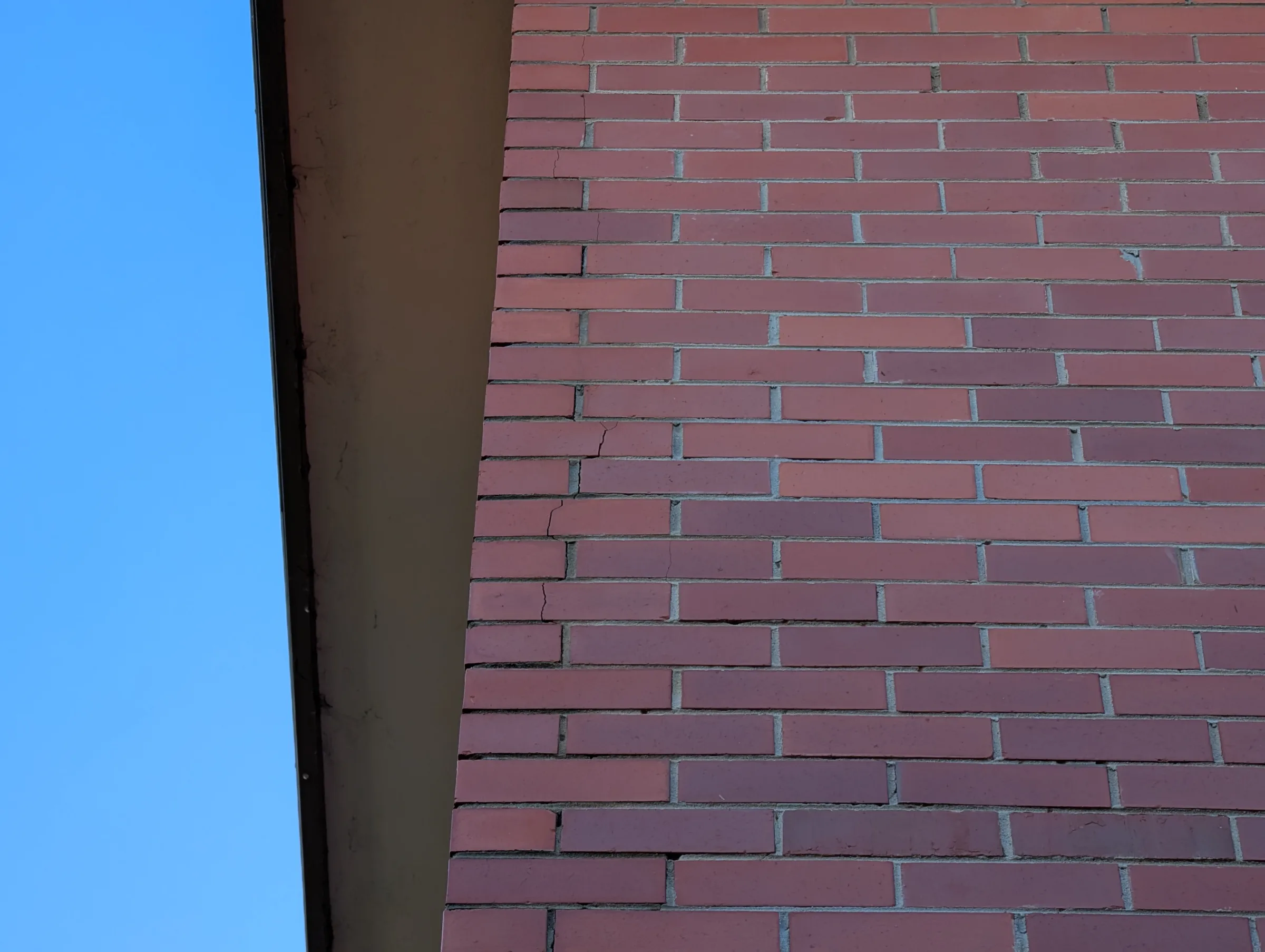 Typical vertical cracking observed near a building corner.