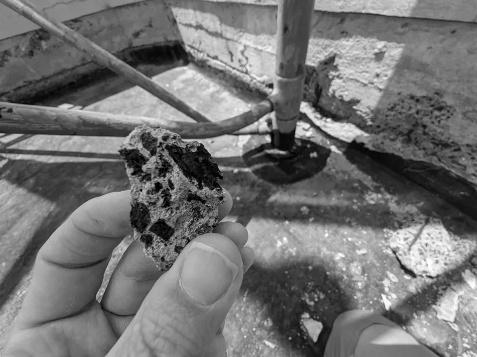 Concrete and aggregate sample taken from an existing building