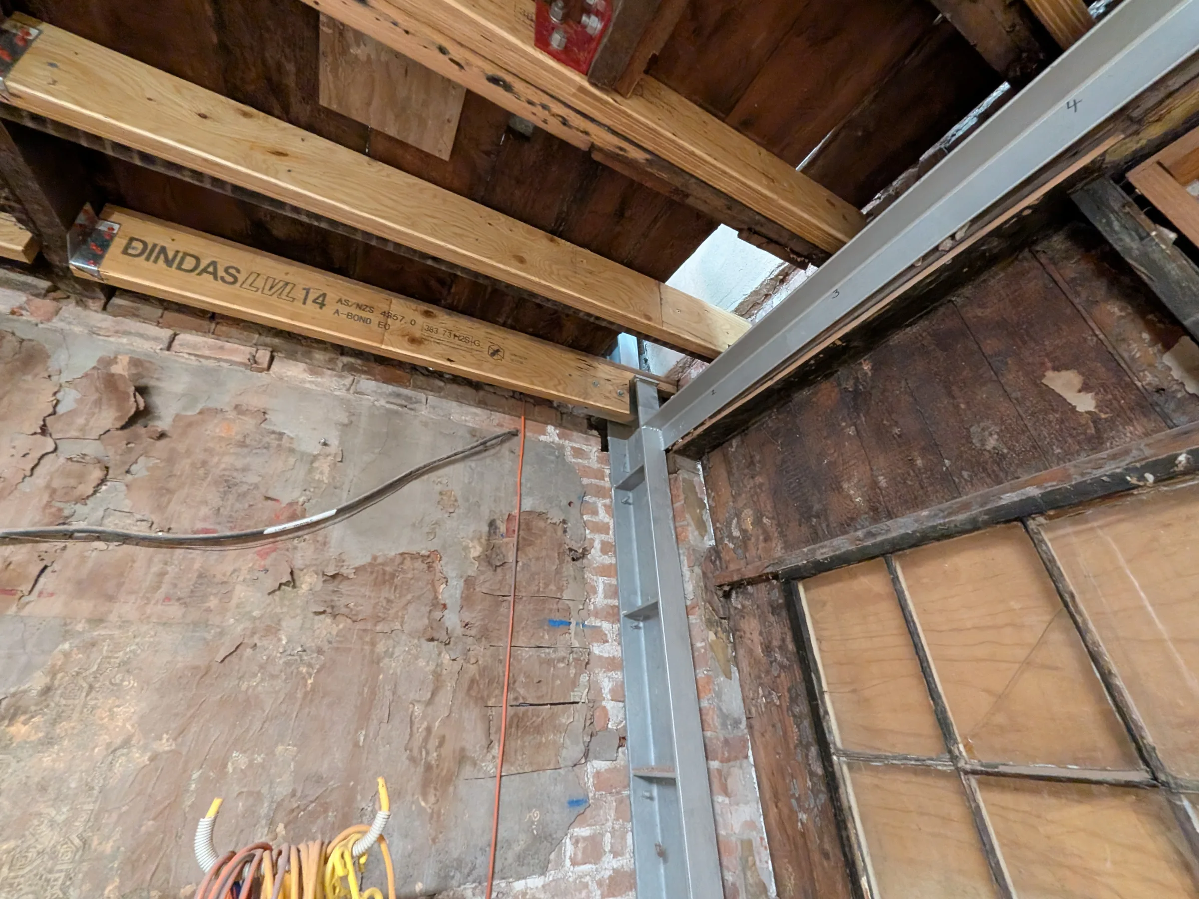 Steel strengthening plates and members intended to provide robustness and rigidity back into the heritage house